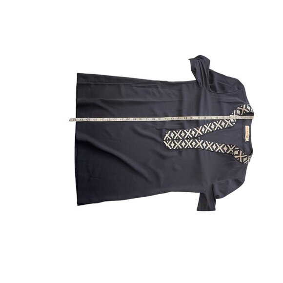 Tory Burch Ariana Tunic V Neck Long Sleeve Blue 2 - Picture 8 of 9